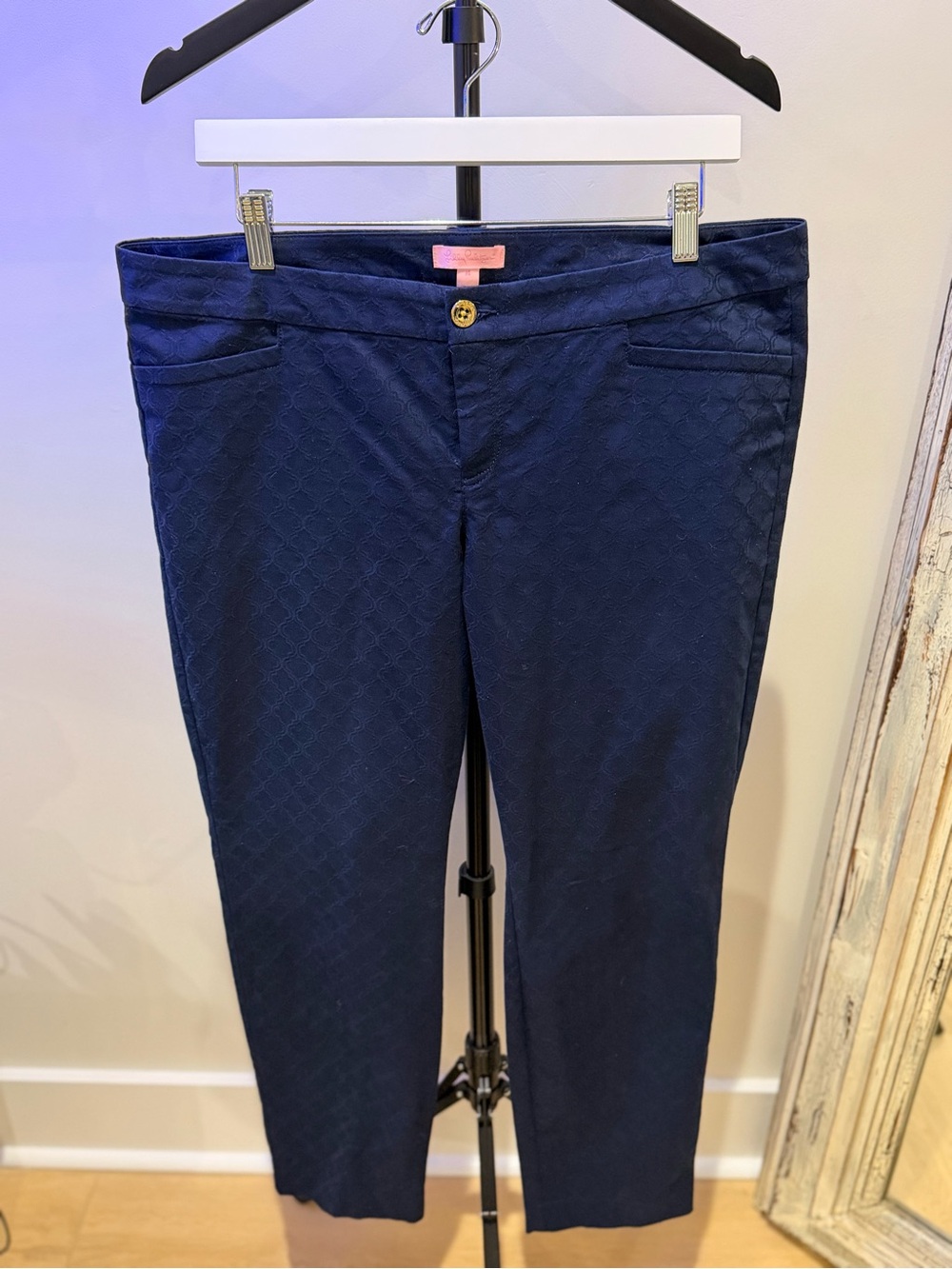 Lilly Pulitzer Navy Textured Ankle Jeans